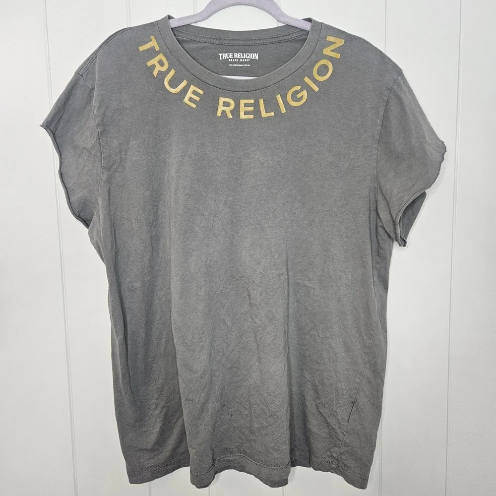 VTG‎ True Religion Tee Shirt Raw Sleeves Size 2XL